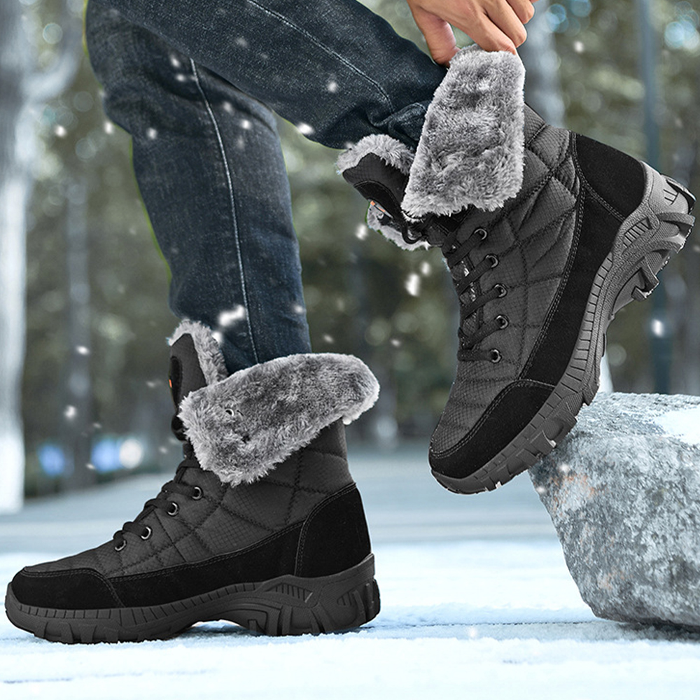 Lässige High-Top-Fleece-Baumwollstiefel für Herren