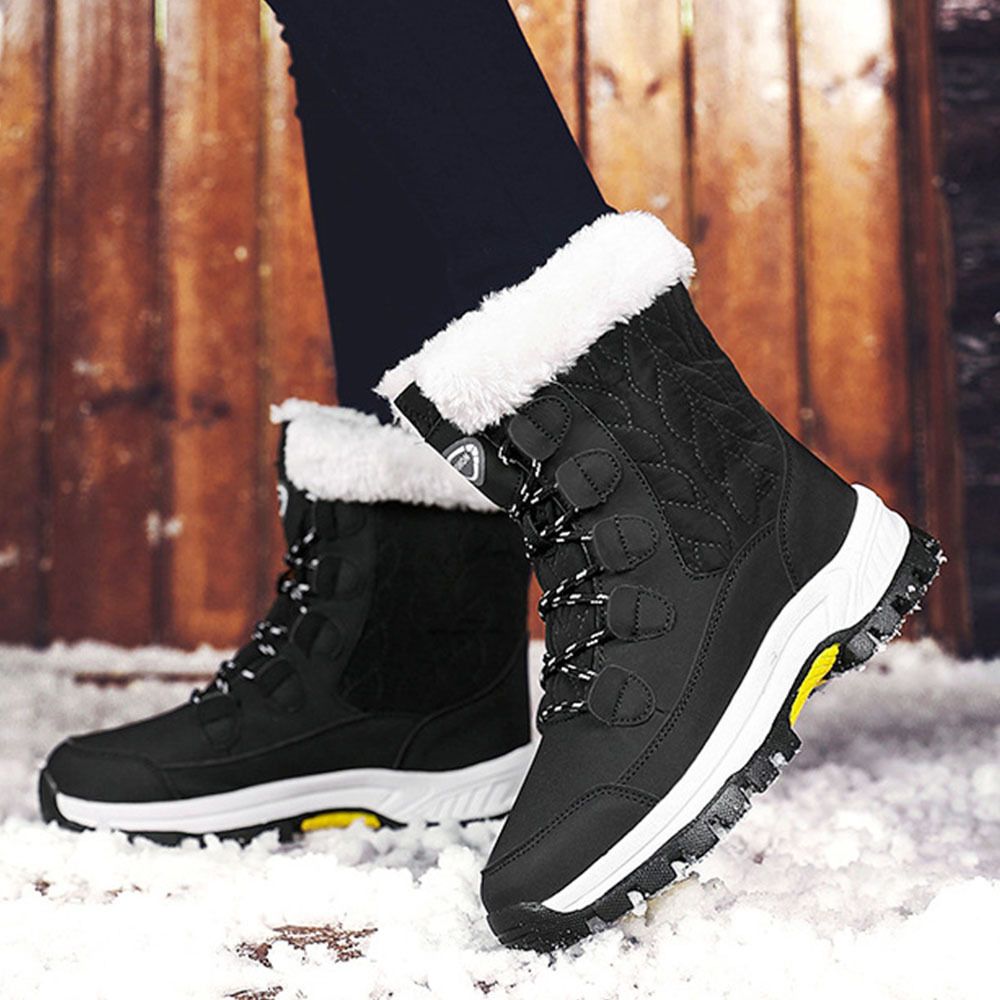 Winterverdickte und samtige High-Top-Schneestiefel für Damen
