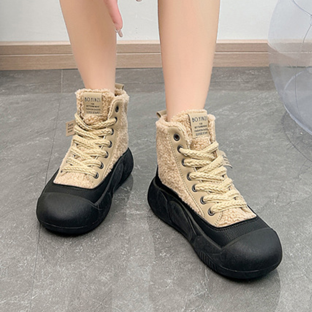 Warme Winterschuhe für Damen mit dicken Sohlen und Samt