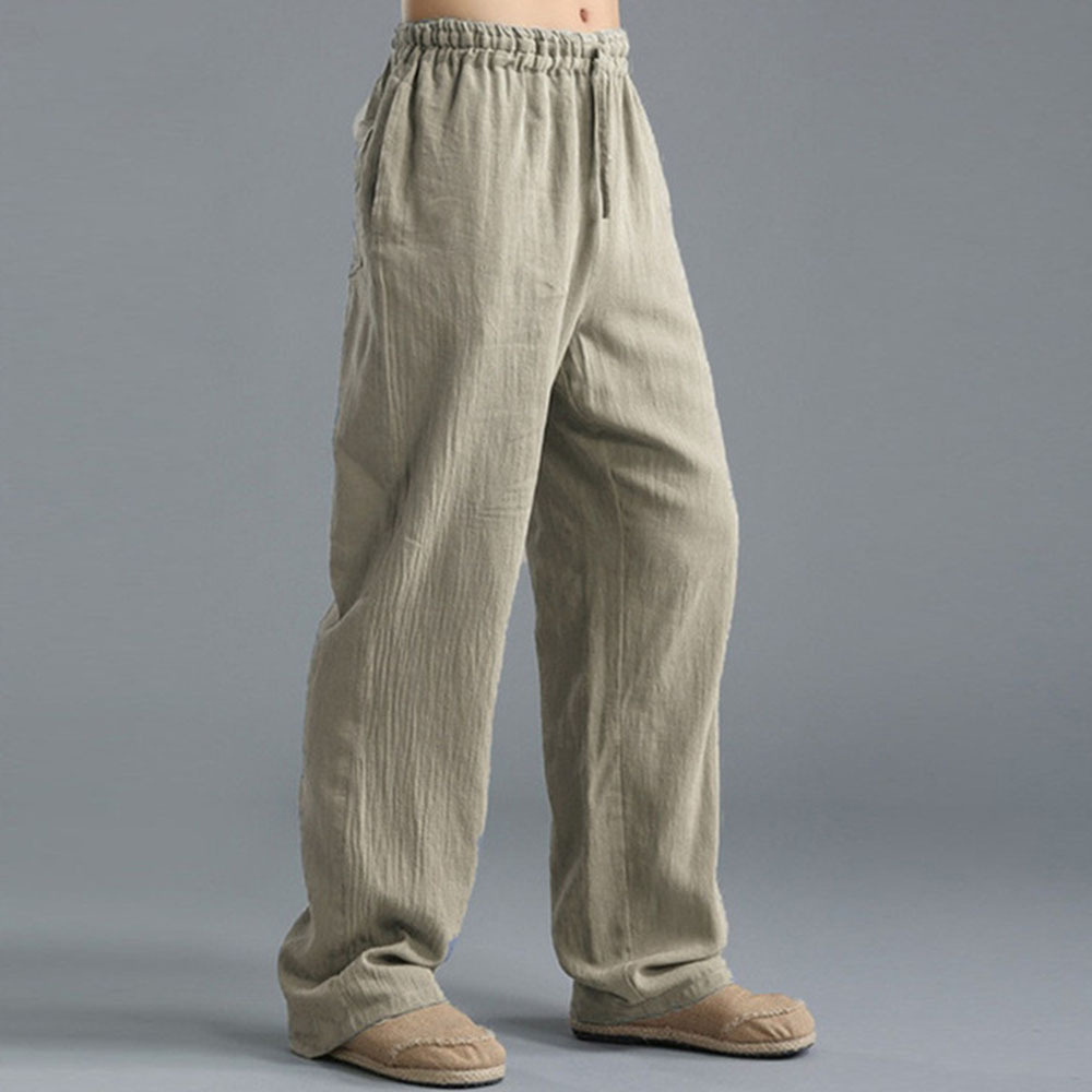 Herren-Sporthose, locker, lässig, Leinen, atmungsaktiv, für Herren