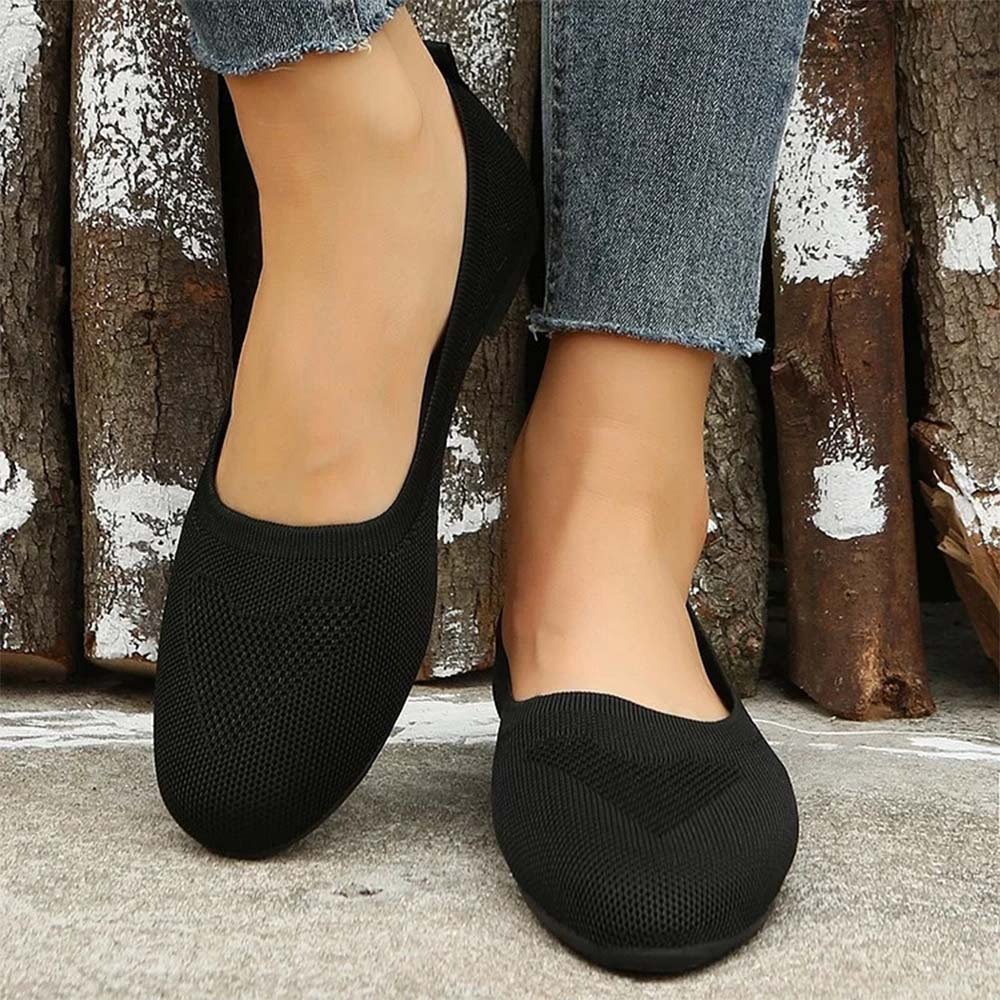 Gewebte, atmungsaktive, flache Freizeitschuhe für Damen