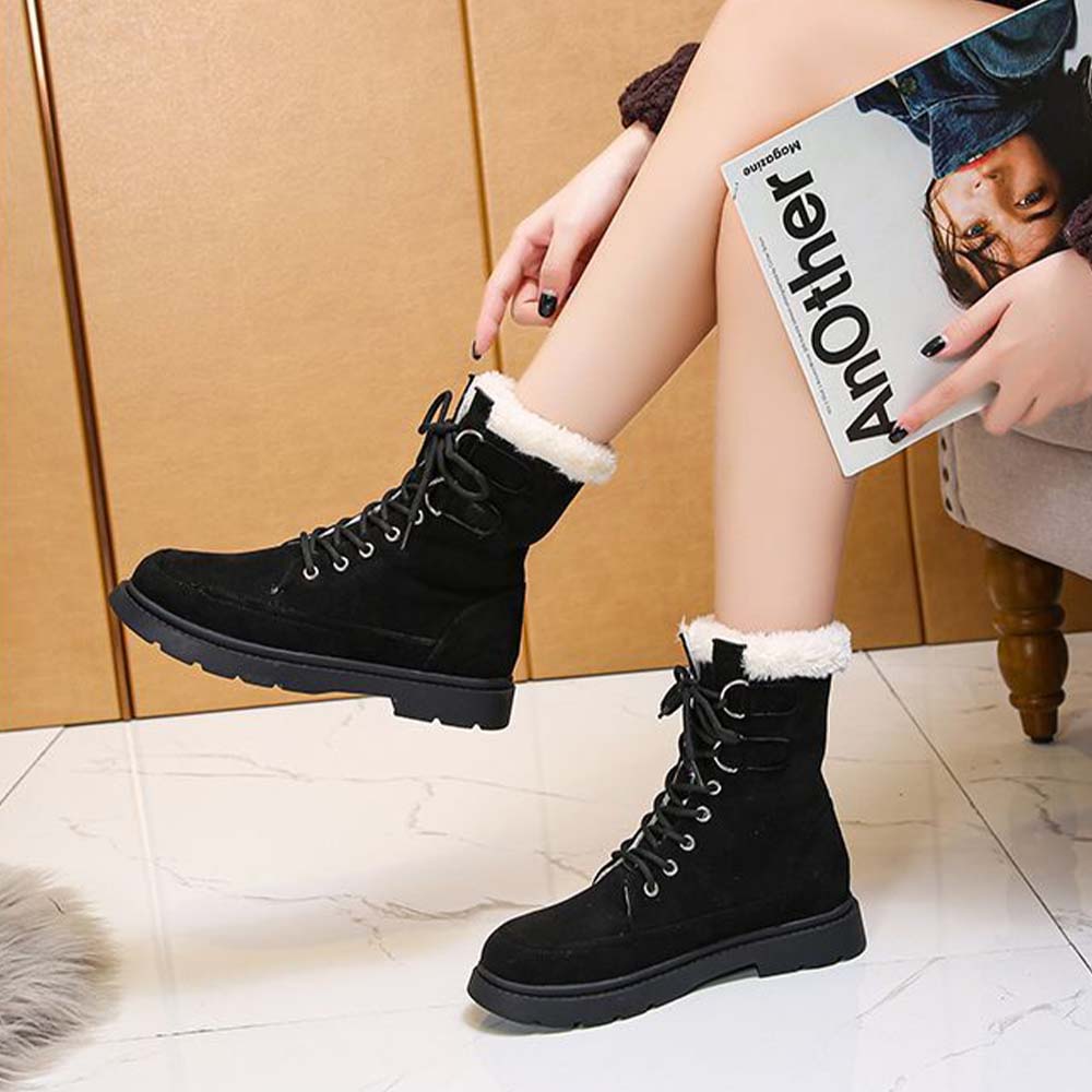 Neue warme und hoch geschnittene Fleece-Schneestiefel zum Schnüren