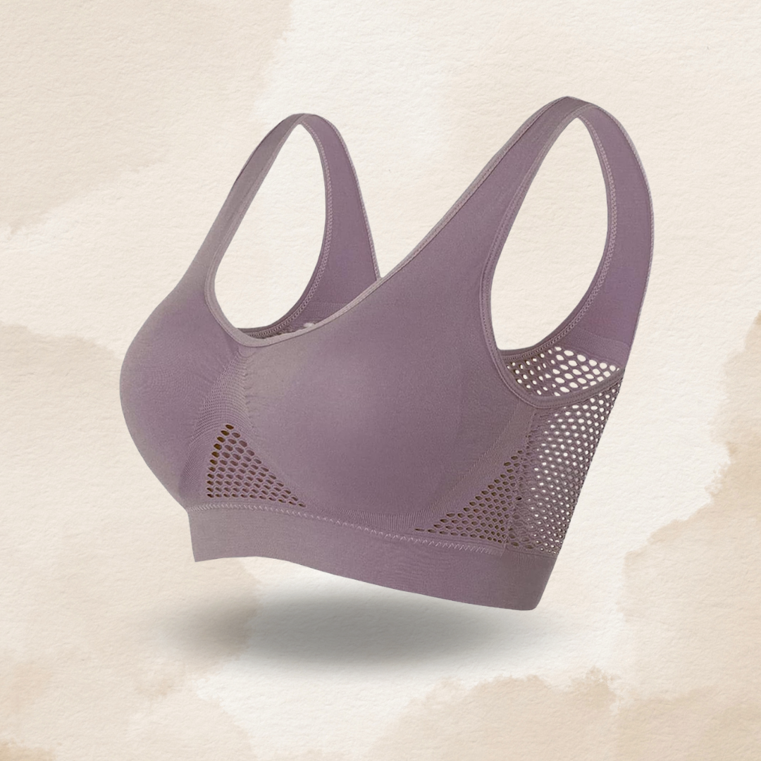 Nahtloser Kabelloser Atmungsaktiver Cool Liftup Air-Sport-BH aus Netzstoff in großer Größe für Damen