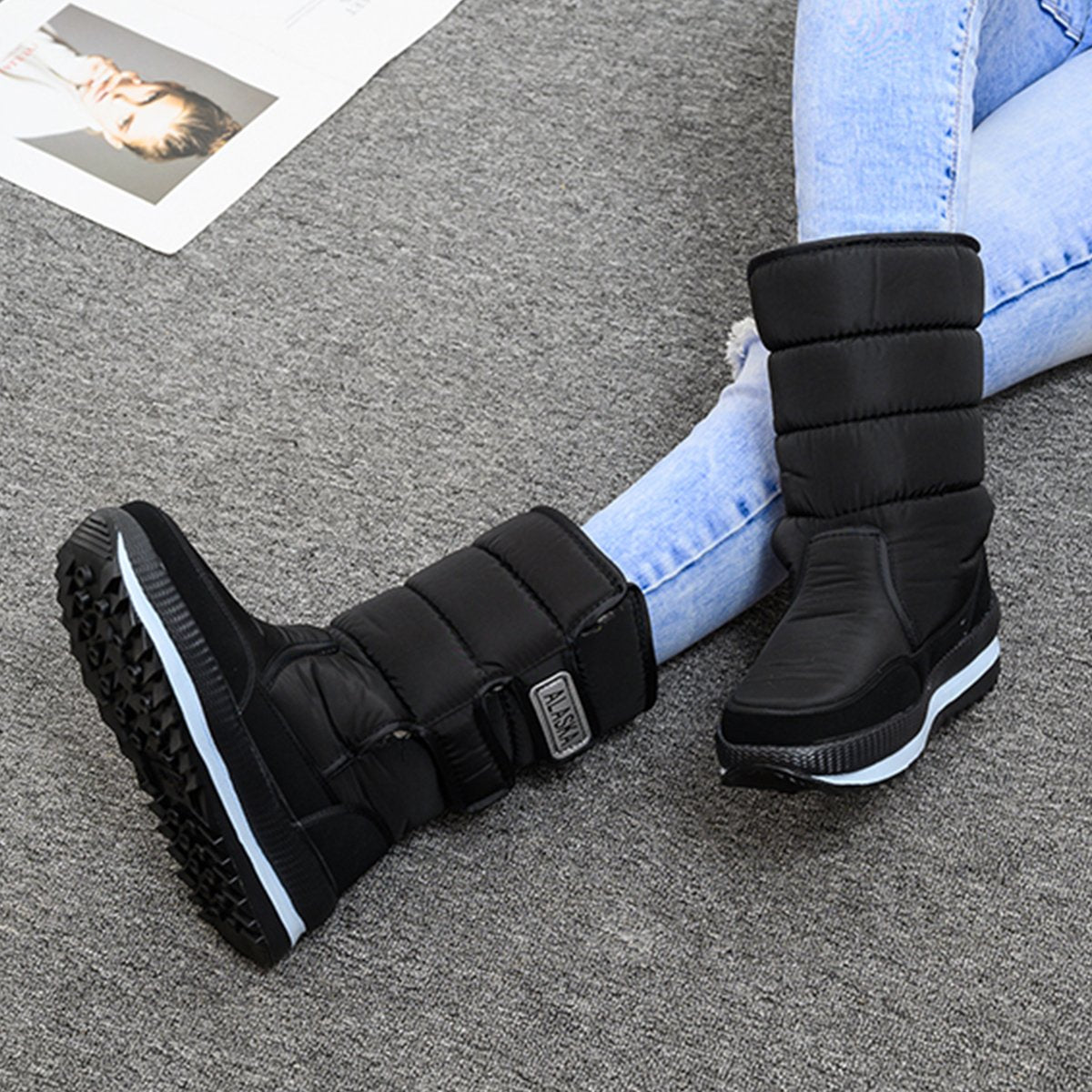 High-Top plus samtige warme Schuhe