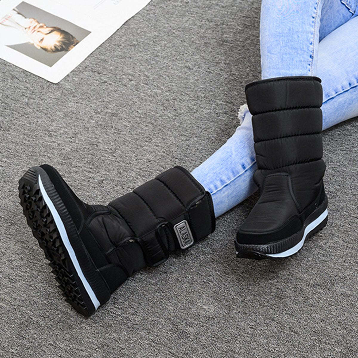 High-Top plus samtige warme Schuhe