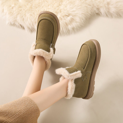 Wintersamt verdickte warme Slip-on-Damenstiefel