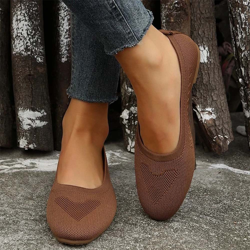 Gewebte, atmungsaktive, flache Freizeitschuhe für Damen