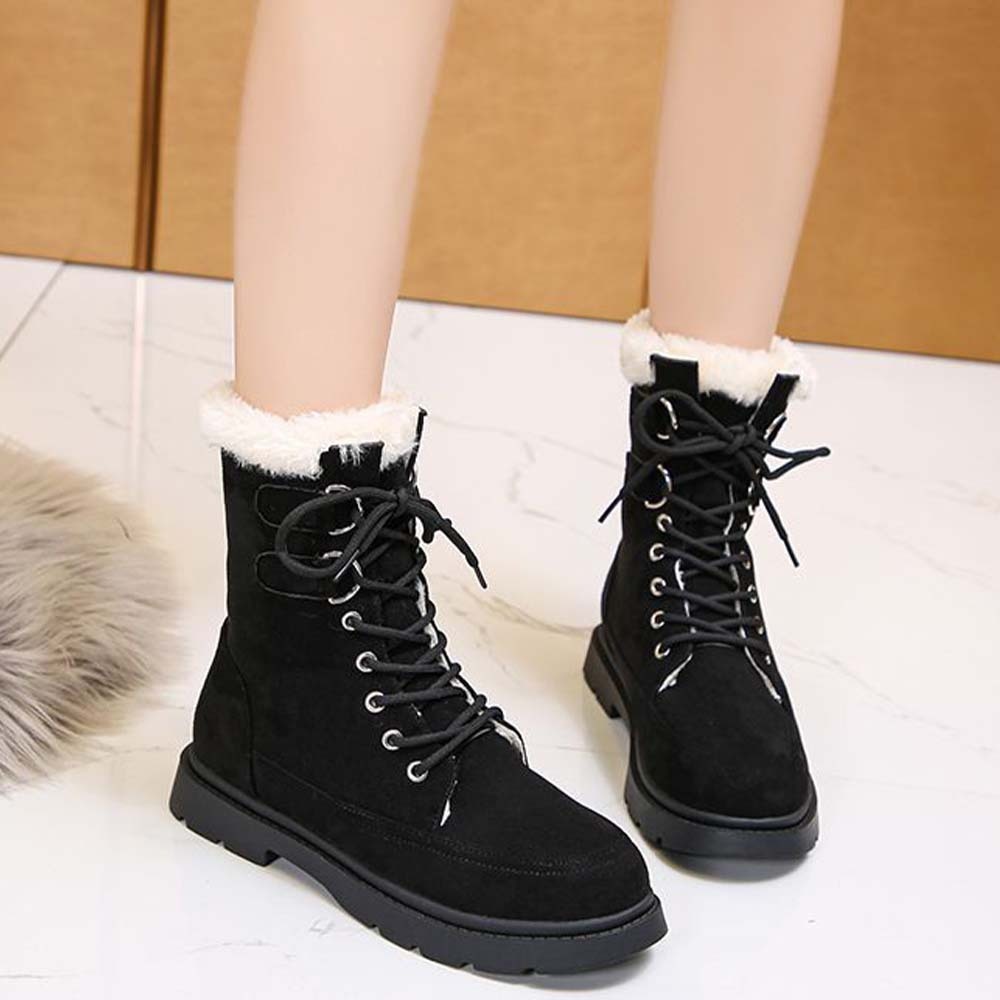 Neue warme und hoch geschnittene Fleece-Schneestiefel zum Schnüren
