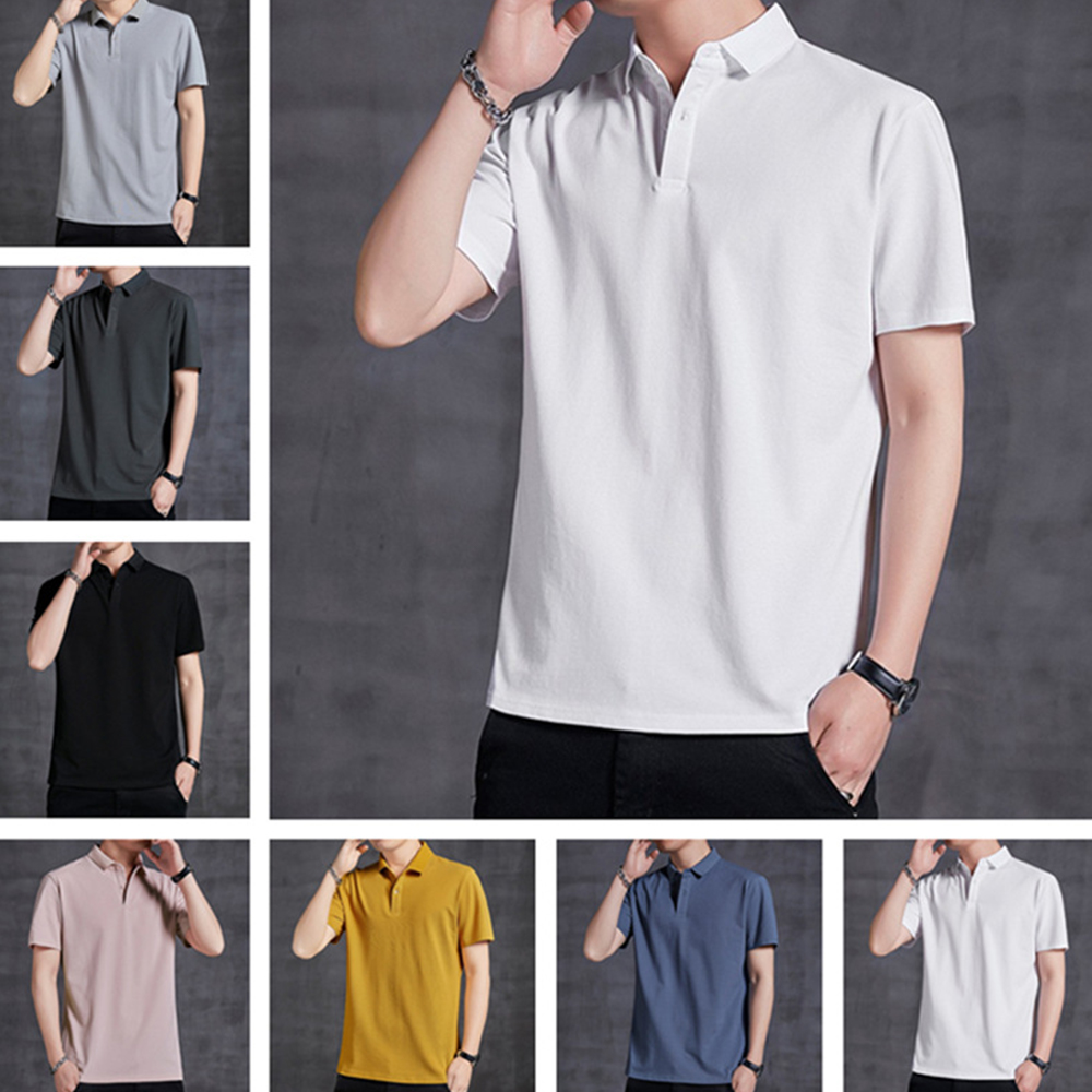 Therling™ POLO-Shirt für Herren, Revers, einfarbig, Business-Casual, kurze Ärmel