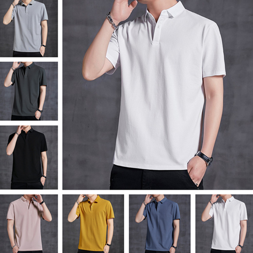 Therling™ POLO-Shirt für Herren, Revers, einfarbig, Business-Casual, kurze Ärmel