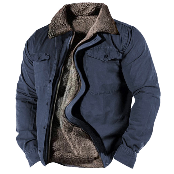 Herren Wintermantel Winter Arbeitsjacken Plüsch Fleece Warmfutter Reißverschluss Taktische Outdoor Komfort Jacke