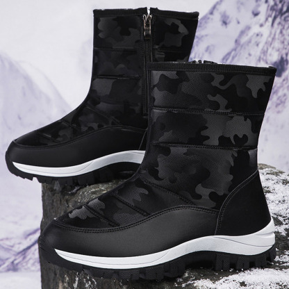 Winter-Damen-Schneestiefel aus Samt mit hohem Schaft und Reißverschluss