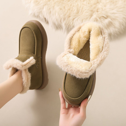Wintersamt verdickte warme Slip-on-Damenstiefel
