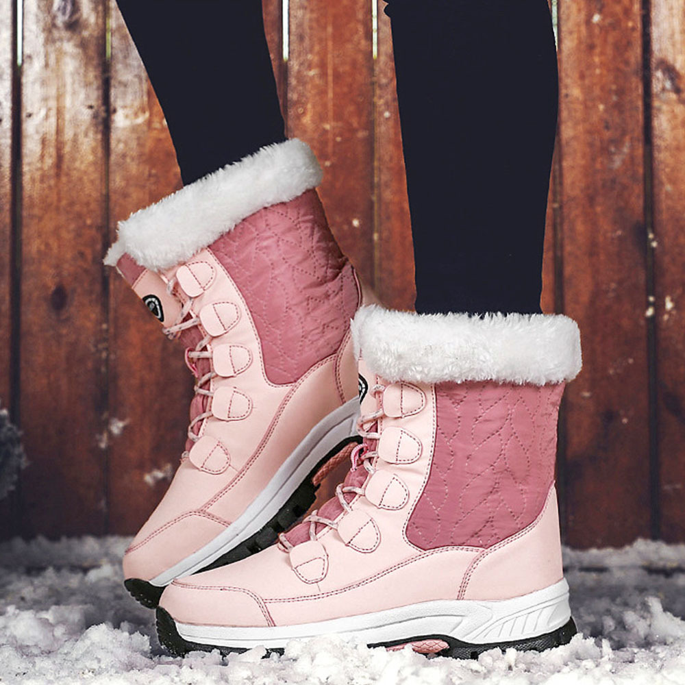 Winterverdickte und samtige High-Top-Schneestiefel für Damen