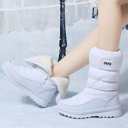 Damen-Schneestiefel mit dicker Sohle und mittelhohem Fleece aus Fleece