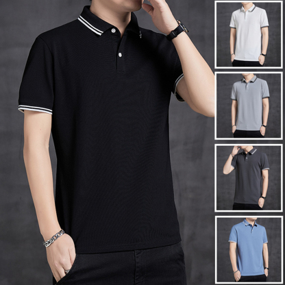Therling™ POLO-Shirt für Herren, Revers, einfarbig, Business-Casual, kurze Ärmel