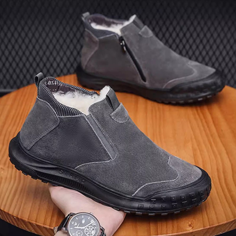 Herren-Winterstiefel aus Fleece mit hohem Schaft aus Baumwolle