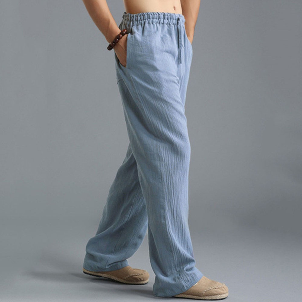 Herren-Sporthose, locker, lässig, Leinen, atmungsaktiv, für Herren