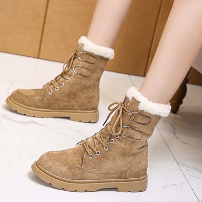 Neue warme und hoch geschnittene Fleece-Schneestiefel zum Schnüren