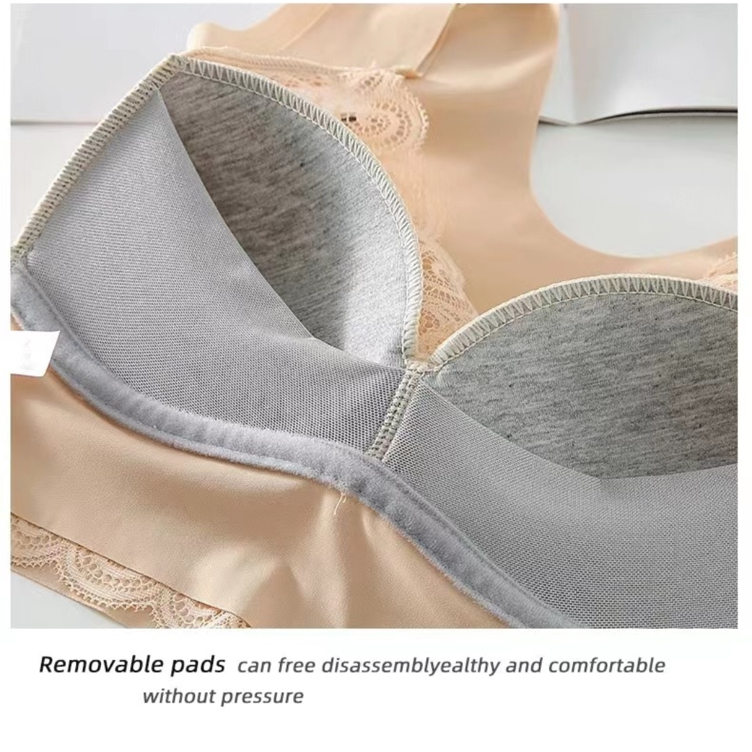 Nahtloser Kabellos Push-Up-Spitzen-BH Übergröße für Damen