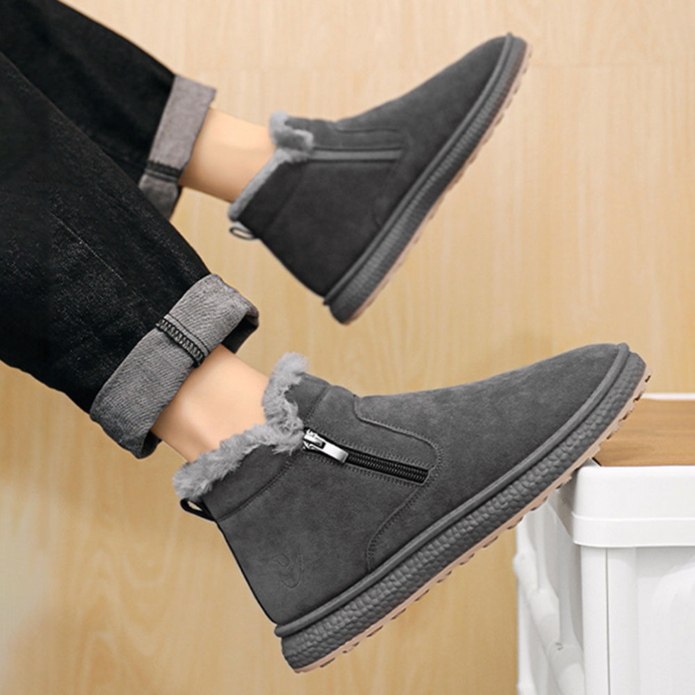 Rutschfeste, modische, warme Herren-Baumwollschuhe mit seitlichem Reißverschluss