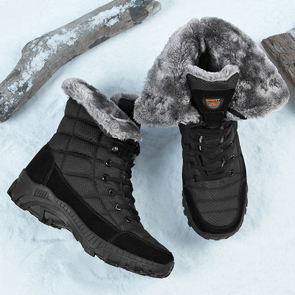 Lässige High-Top-Fleece-Baumwollstiefel für Herren