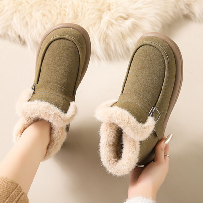 Wintersamt verdickte warme Slip-on-Damenstiefel