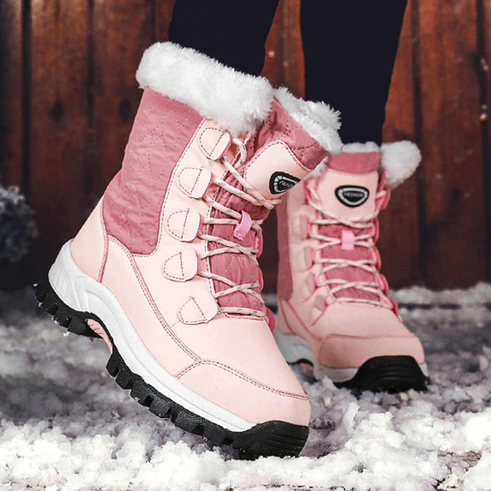Winterverdickte und samtige High-Top-Schneestiefel für Damen