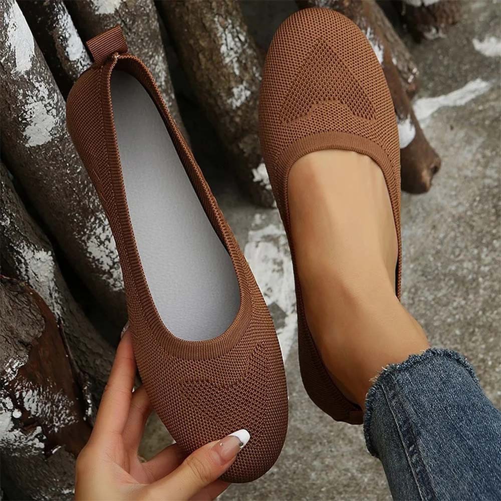 Gewebte, atmungsaktive, flache Freizeitschuhe für Damen
