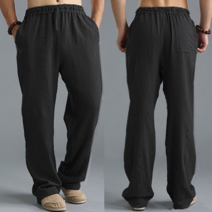  Herren-Sporthose, locker, lässig, Leinen, atmungsaktiv, für Herren