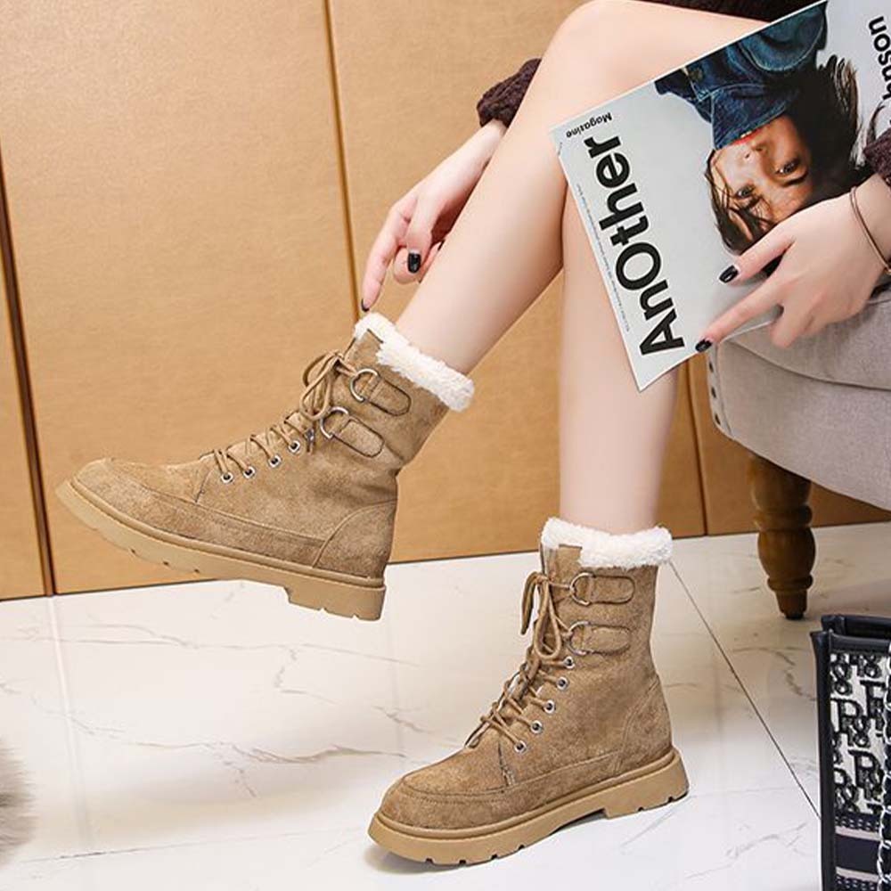 Neue warme und hoch geschnittene Fleece-Schneestiefel zum Schnüren