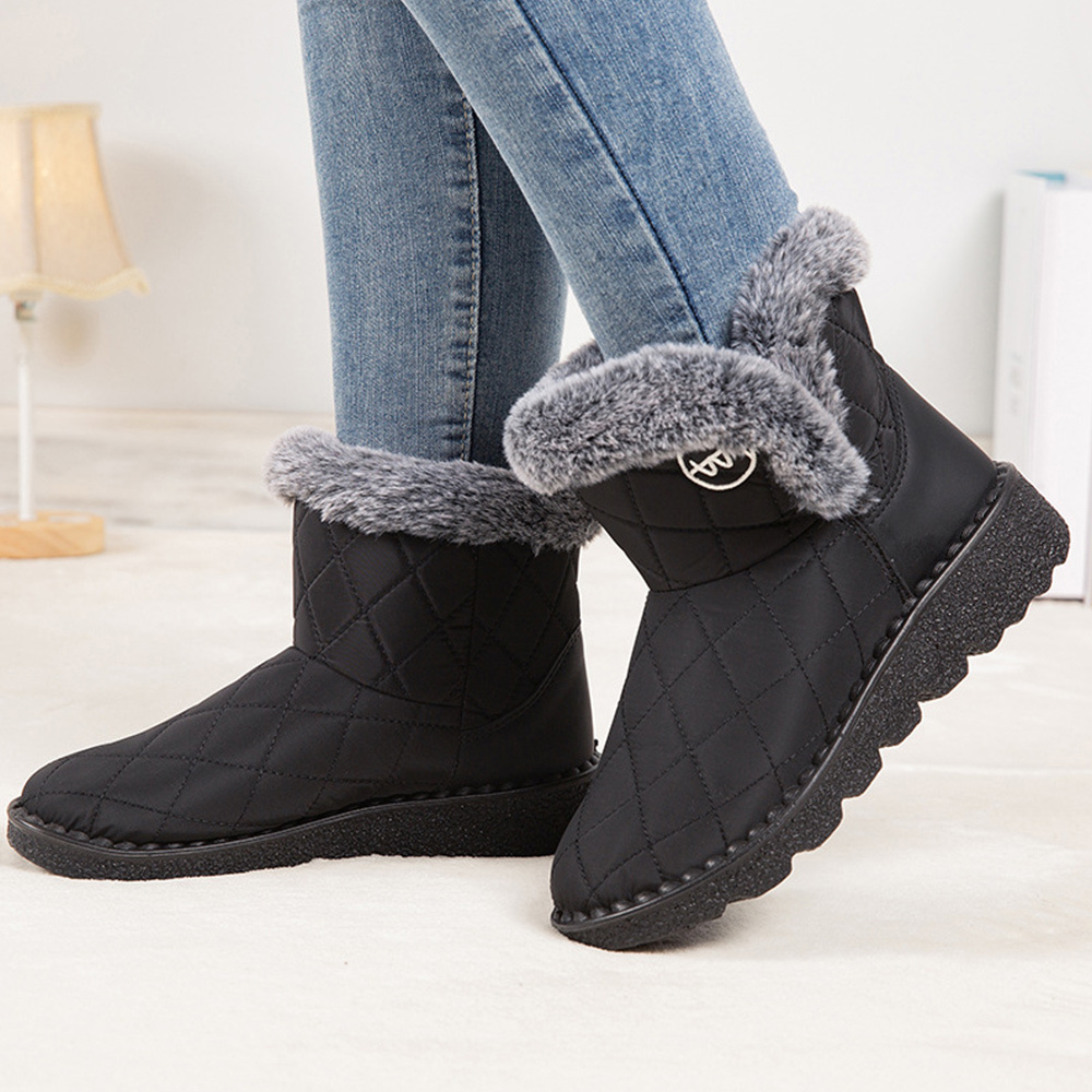 Damen-High-Top-Stiefel aus Fleece-Baumwolle