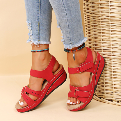 Sommer-Damen-Klettverschluss-Keilsandalen mit dicker Sohle