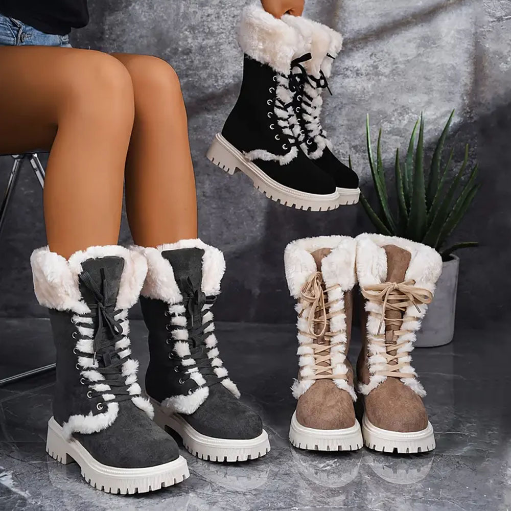 Lange Damen-Schneestiefel aus Fleece