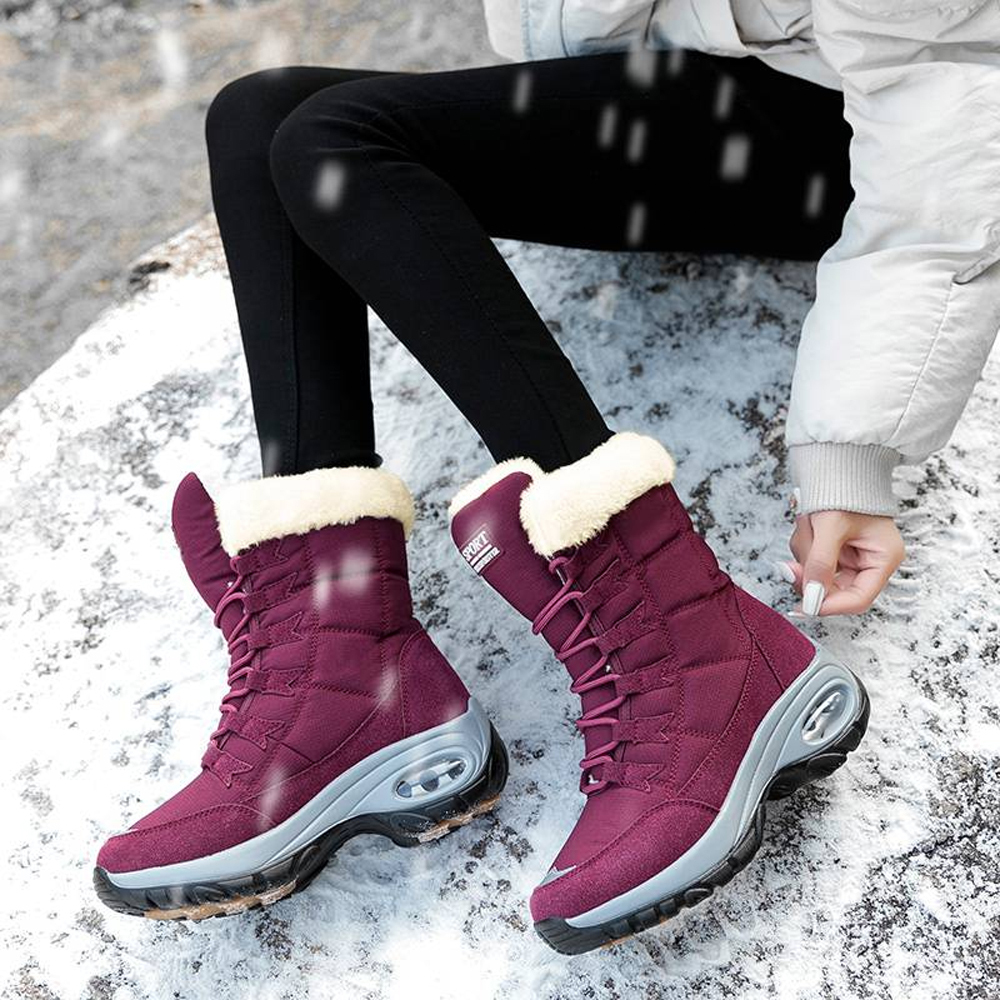 Hohe, rutschfeste Samt-Schneestiefel für Damen