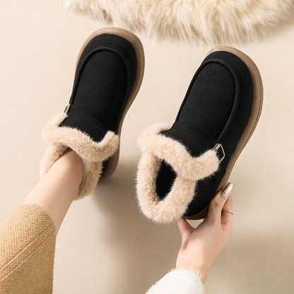 Wintersamt verdickte warme Slip-on-Damenstiefel