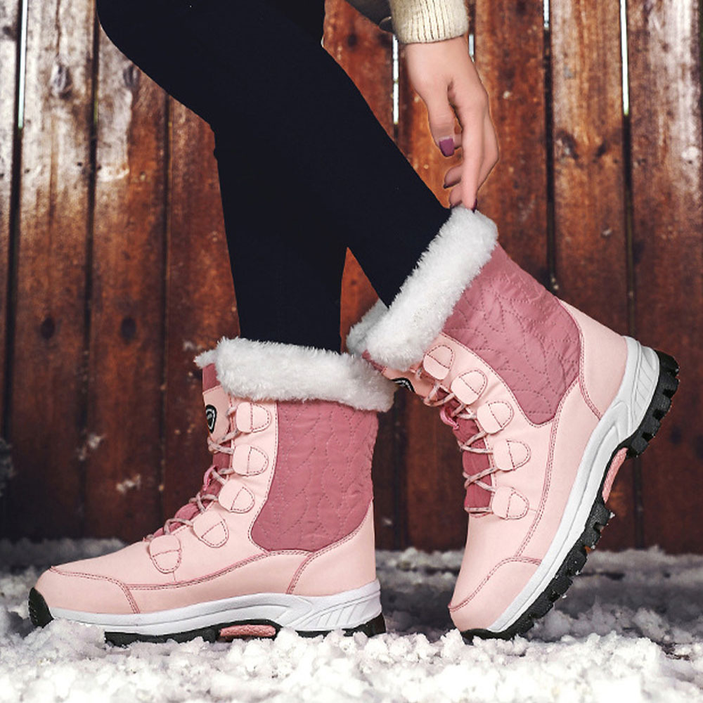 Winterverdickte und samtige High-Top-Schneestiefel für Damen