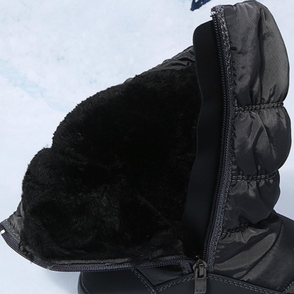 Damen-Schneestiefel mit dicker Sohle und mittelhohem Fleece aus Fleece