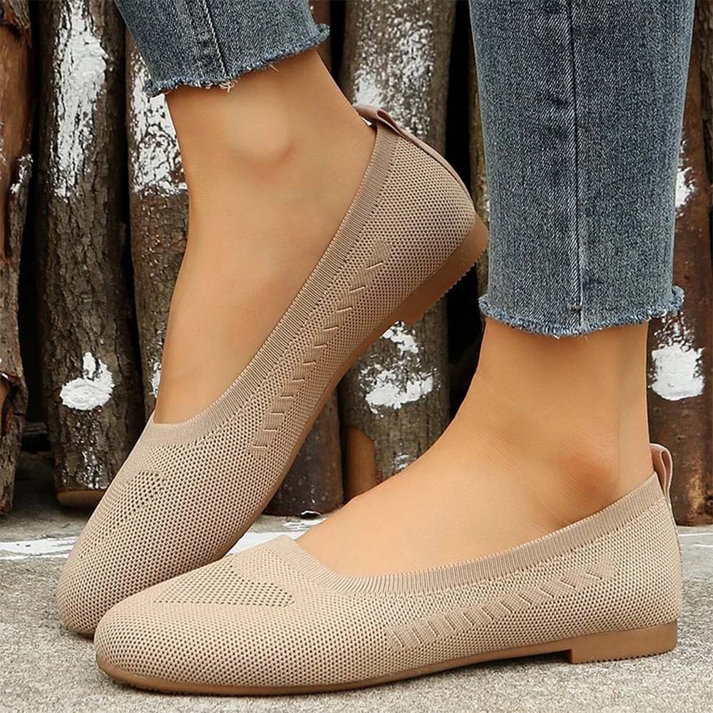 Gewebte, atmungsaktive, flache Freizeitschuhe für Damen