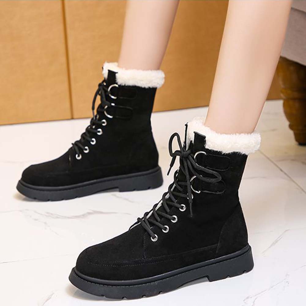 Neue warme und hoch geschnittene Fleece-Schneestiefel zum Schnüren
