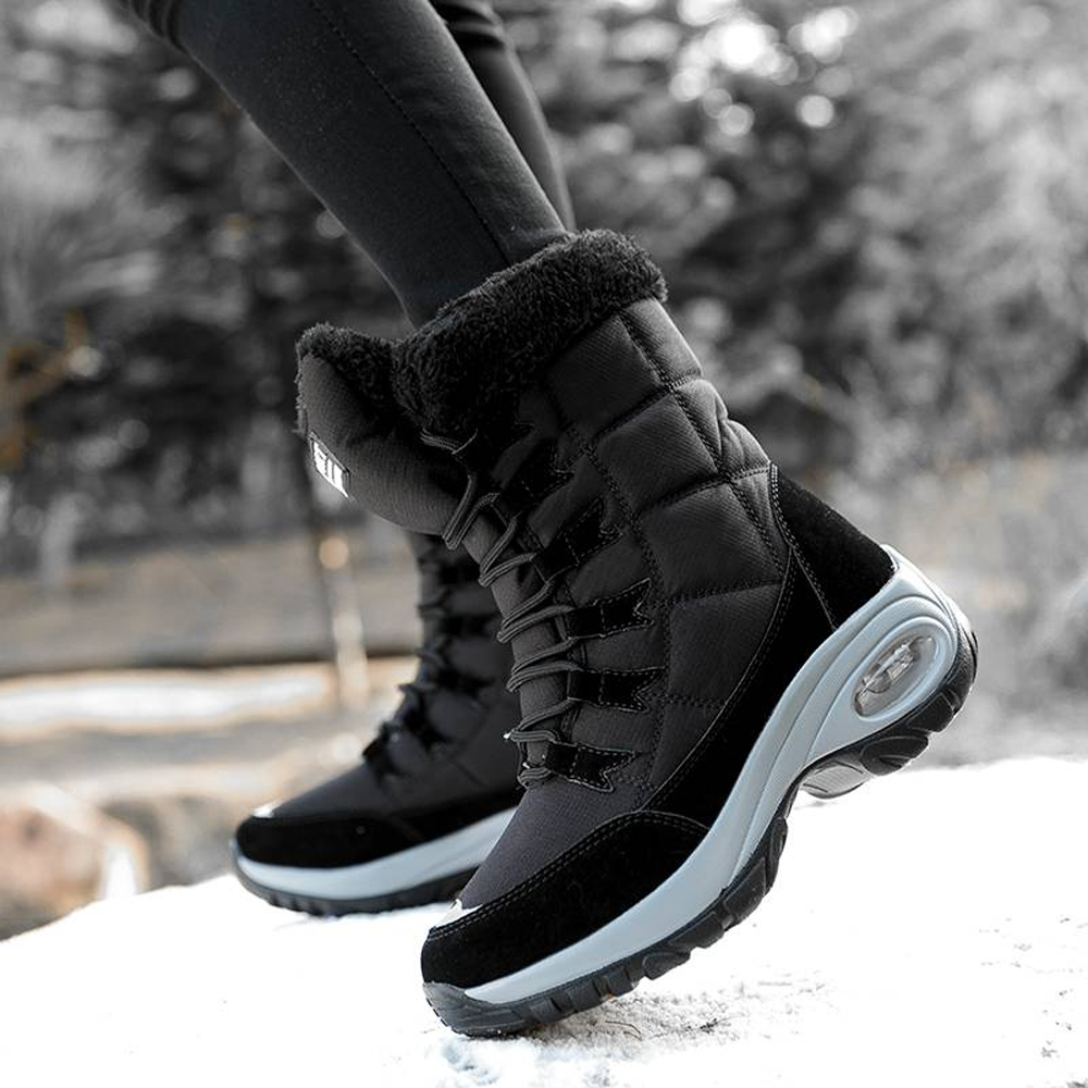 Hohe, rutschfeste Samt-Schneestiefel für Damen
