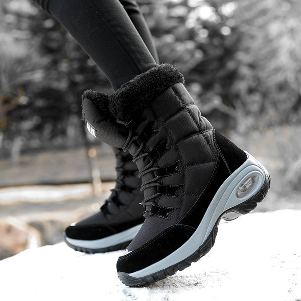 Hohe, rutschfeste Samt-Schneestiefel für Damen