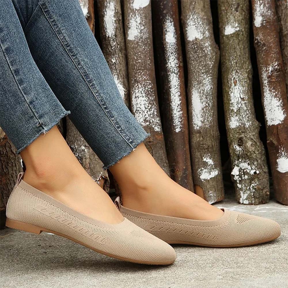 Gewebte, atmungsaktive, flache Freizeitschuhe für Damen