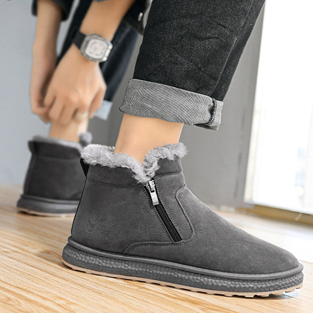 Rutschfeste, modische, warme Herren-Baumwollschuhe mit seitlichem Reißverschluss