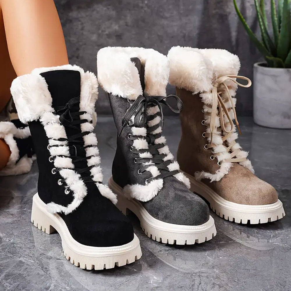Lange Damen-Schneestiefel aus Fleece