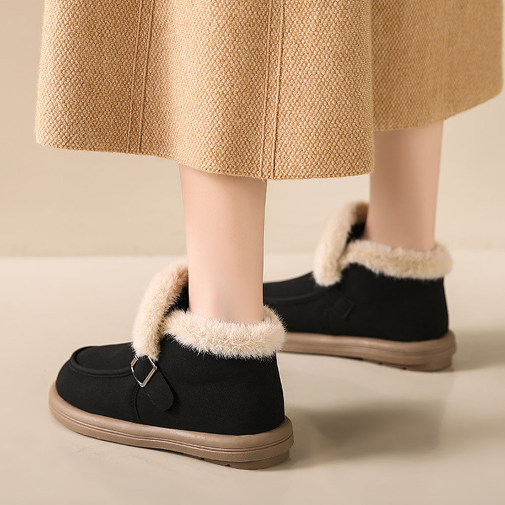 Wintersamt verdickte warme Slip-on-Damenstiefel