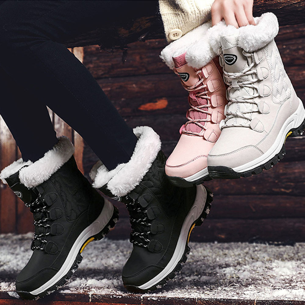 Winterverdickte und samtige High-Top-Schneestiefel für Damen
