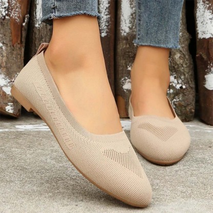 Gewebte, atmungsaktive, flache Freizeitschuhe für Damen