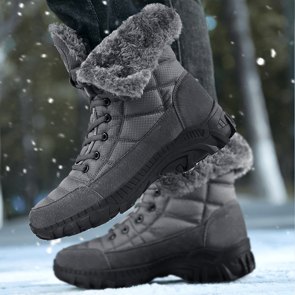 Lässige High-Top-Fleece-Baumwollstiefel für Herren