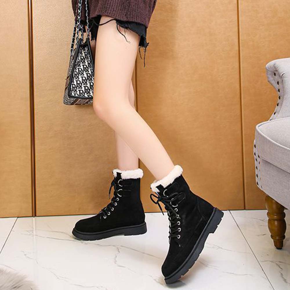 Neue warme und hoch geschnittene Fleece-Schneestiefel zum Schnüren